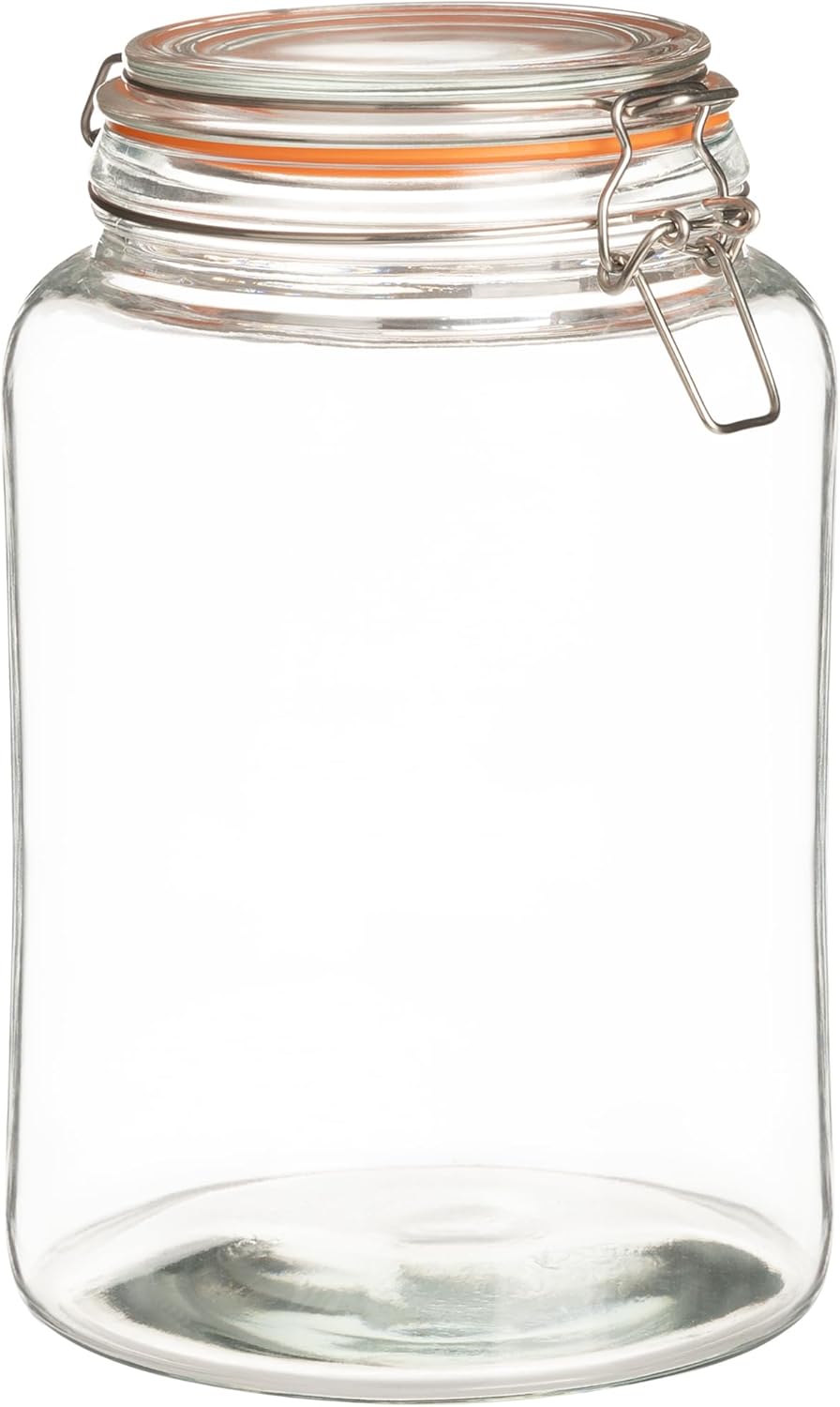 kitchentoolz Large 1 Gallon Glass Mason Jar with Hinged Lids, Extra Wide-Mouth Airtight Leakproof Sealed Canning Jars, Pickling Container, Preserving & Flour Storage - Pack of 2-6