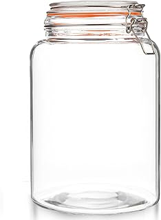 kitchentoolz Large 1 Gallon Glass Mason Jar Extra Wide-Mouth with Hinged Lids, Airtight Leakproof Glass Canning Jars, Container for Preserving, Overnight Oats - Pack of 1