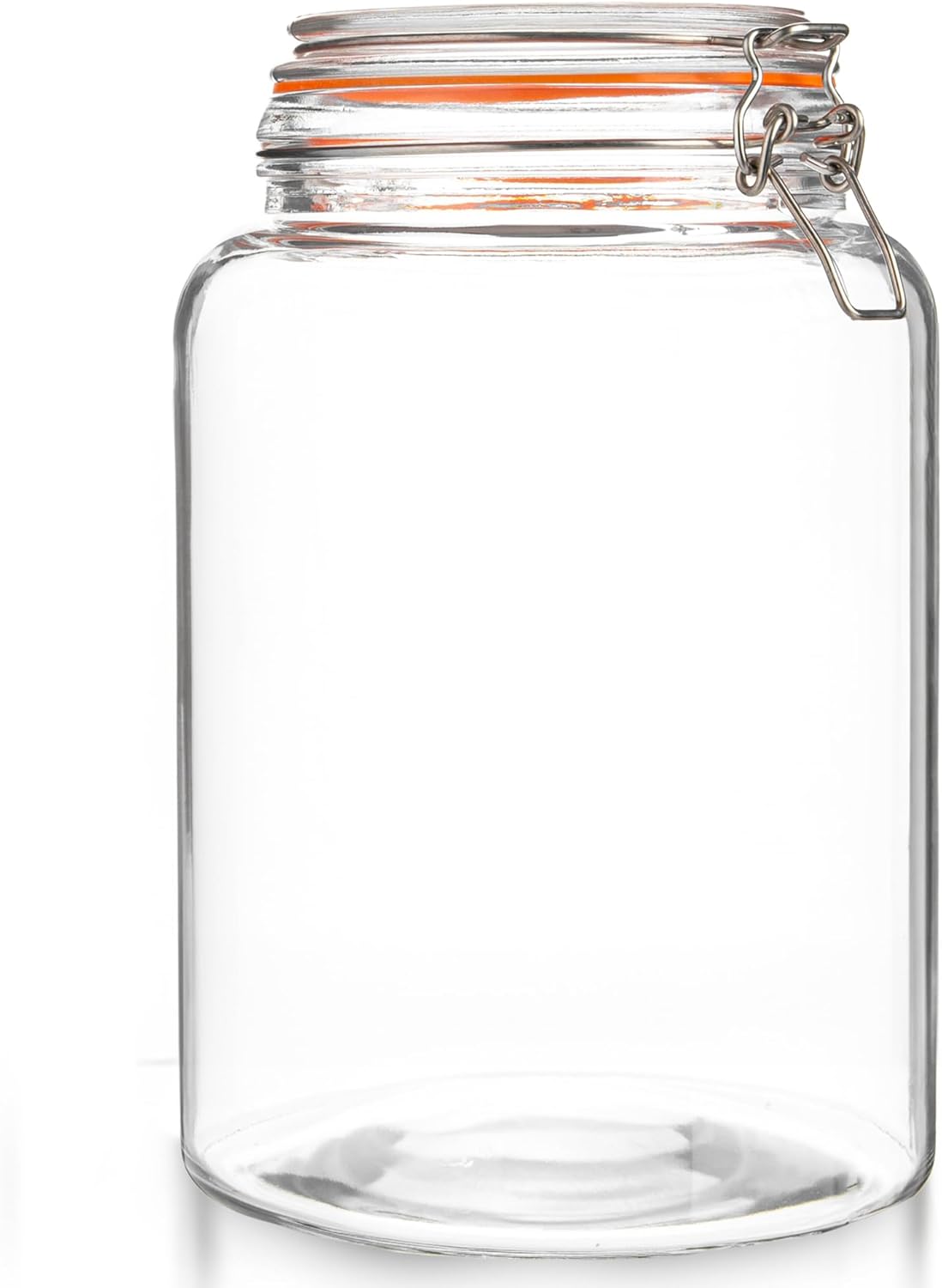 kitchentoolz Large 1 Gallon Glass Mason Jar Extra Wide-Mouth with Hinged Lids, Airtight Leakproof Glass Canning Jars, Container for Preserving, Overnight Oats - Pack of 1-0