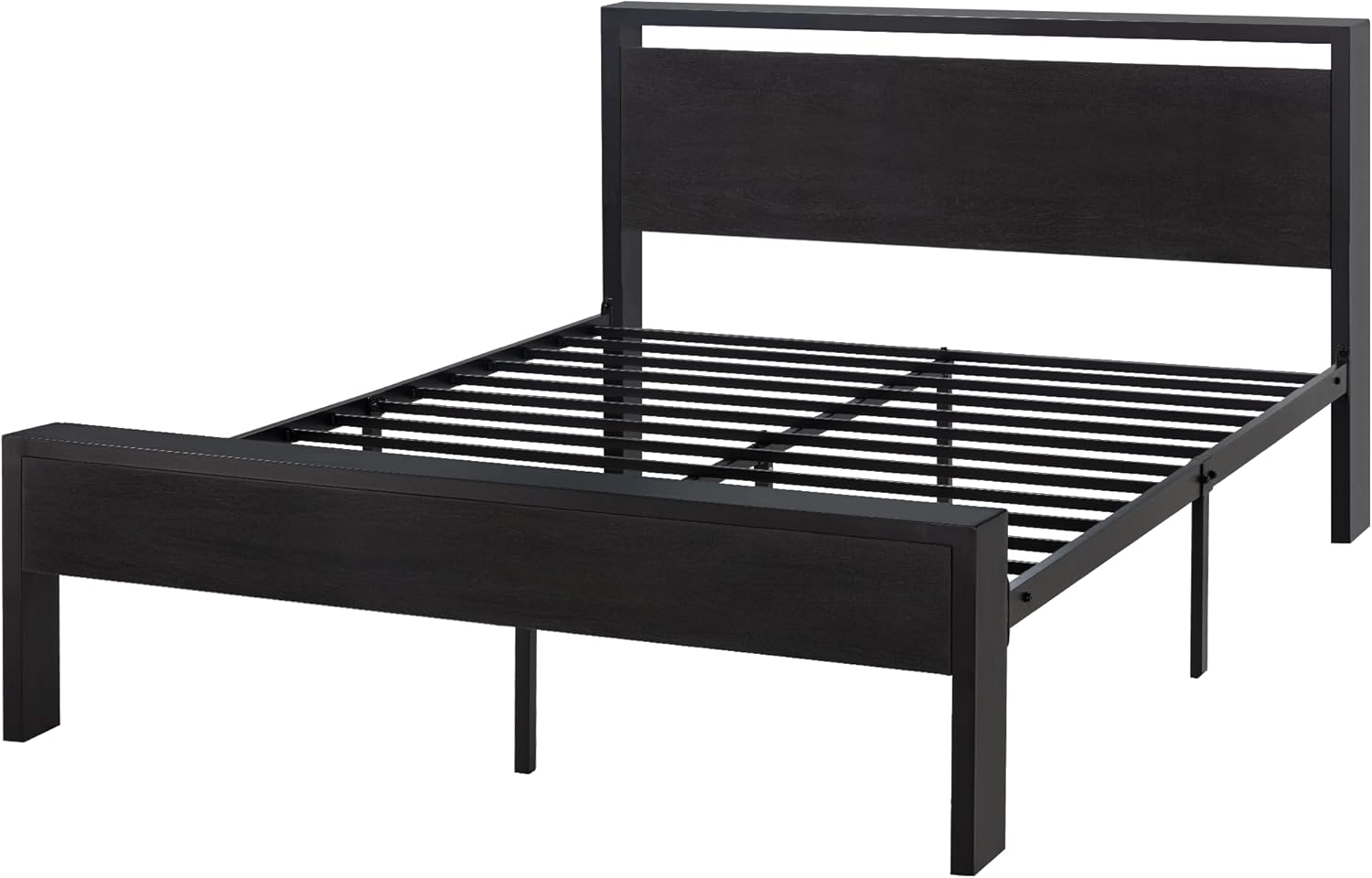 SHA CERLIN 14 Inch Full Size Metal Platform Bed Frame with Wooden Headboard and Footboard, Mattress Foundation, No Box Spring Needed, Large Under Bed Storage, Non-Slip Without Noise, Black Oak-7