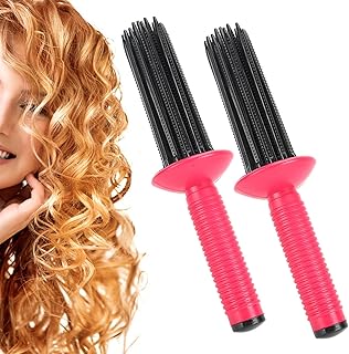 Hair Curler, Resin Material, Hair Fluffy Curling Roll Comb, Anti-Slip Curling Wand Hairstyling Tools, Portable Round Spin Brush Kit for Salon Home Personal Use