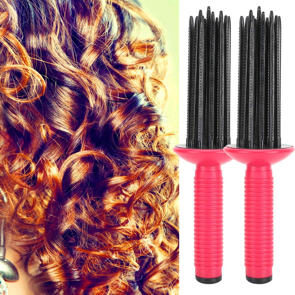 Hair Curler, Resin Material, Hair Fluffy Curling Roll Comb, Anti-Slip Curling Wand Hairstyling Tools, Portable Round Spin Brush Kit for Salon Home Personal Use-4