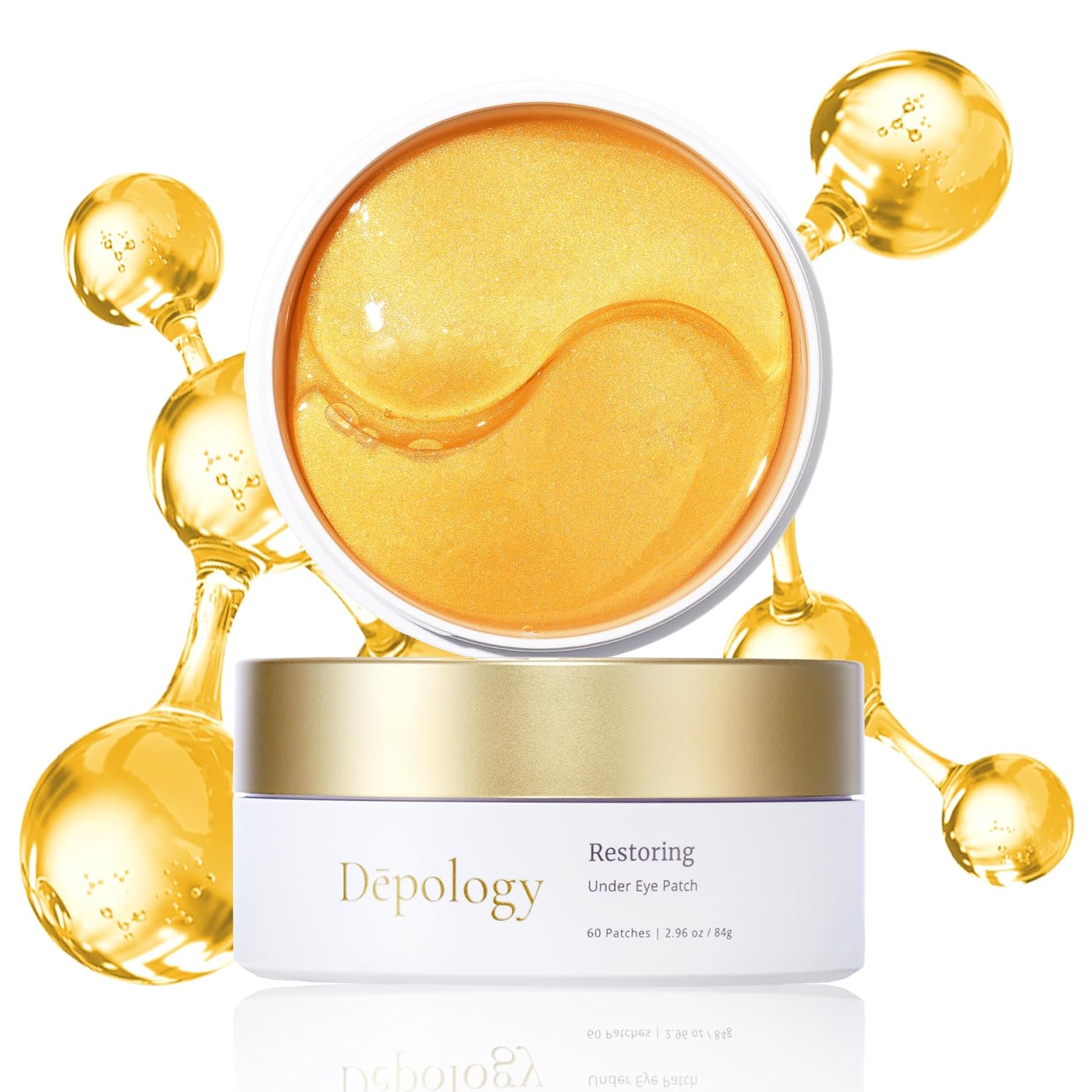 depology Restoring Hydrogel Under Eye Patch | 60 Patches | Brightening Caffeine Gold Pads for Dark Circles | Puffiness | Wrinkles | Refresh | Travel-7