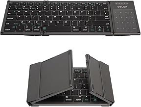 DeLUX Full Size Folding Keyboard 78 Keys, Wireless Bluetooth Keyboard with 2-in-1 Touchpad, Portable Travel Multi-Device and Multi-System Keyboard (KF17)