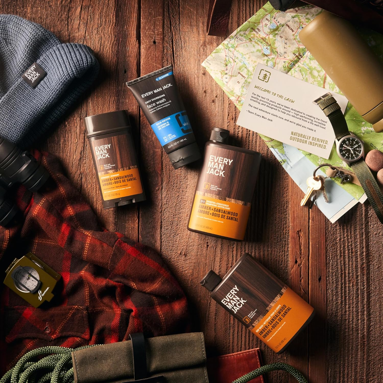 Every Man Jack Men’s Amber + Sandalwood Bath and Body Gift Set - Clean Ingredients & Sandalwood, Amber, and Vetiver scent - Round Out His Routine with Body Wash, 2-in-1 Shampoo, Deodorant & Face Wash-4