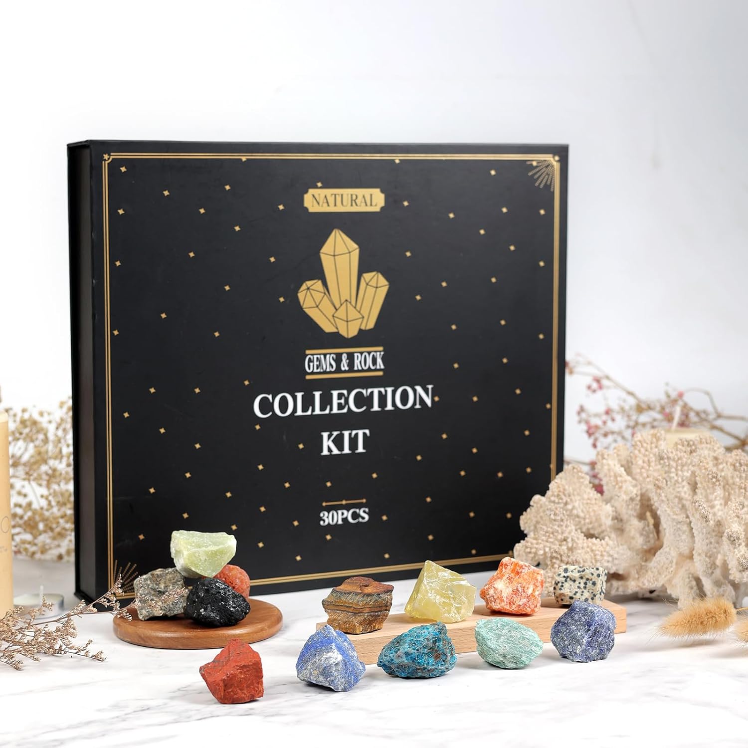 Rock Collection for Kids - 30 Pcs Rocks, Gemstones & Crystals Kit with learning Guide,Mineral Education Set Geology Science STEM Toys, Earth Science Activity,Gifts for Boys & Girls-6