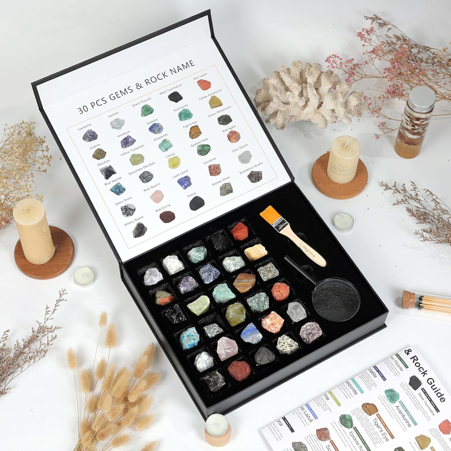 Rock Collection for Kids - 30 Pcs Rocks, Gemstones & Crystals Kit with learning Guide,Mineral Education Set Geology Science STEM Toys, Earth Science Activity,Gifts for Boys & Girls-7