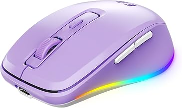 seenda Wireless Mouse, Bluetooth Mouse with Jiggler - Multi-Device Light Up Mouse for Laptop with Build-in Jiggler Mover Compatible with Mac OS, Windows, Android Computers - Purple