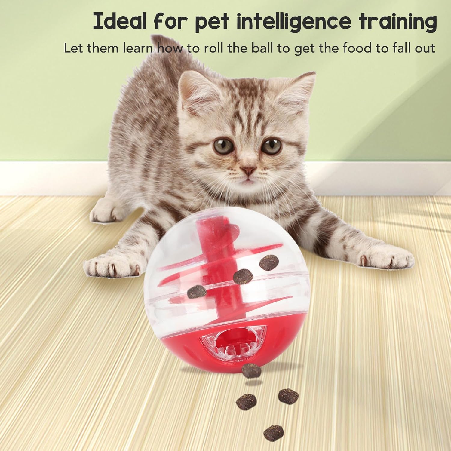 Cat Treat Dispensing Ball Toy, Interactive Pet Slow Feeder Puzzle Ball, Adjustable Leakage Mouth Pet Slow Feeder Ball Interactive Bite Resistant Cat Toy Ball for Cat Kitten Training-2