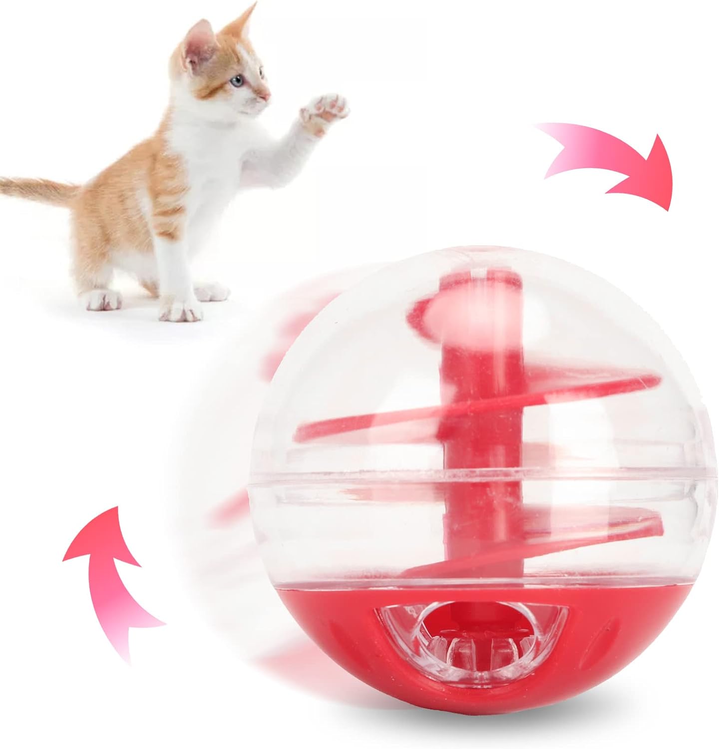 Cat Treat Dispensing Ball Toy, Interactive Pet Slow Feeder Puzzle Ball, Adjustable Leakage Mouth Pet Slow Feeder Ball Interactive Bite Resistant Cat Toy Ball for Cat Kitten Training-4