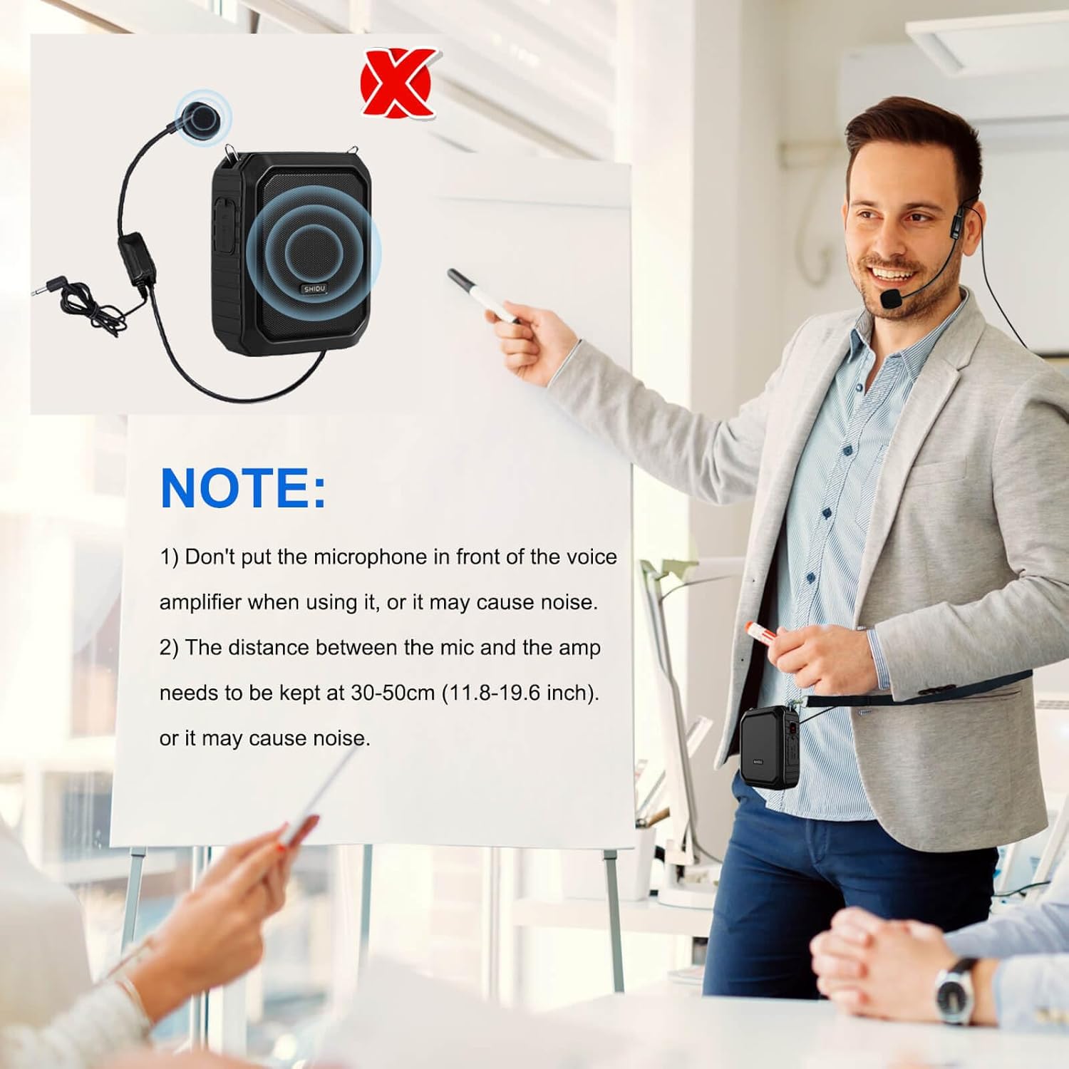 Voice Amplifier with Lapel Mic/Microphone Headset-18W IPX5 Waterproof Megaphone Speaker Pa System, Bluetooth 5.0 Portable Microphone and Speaker for Teachers Elderly Tour Guide 800Plus-6