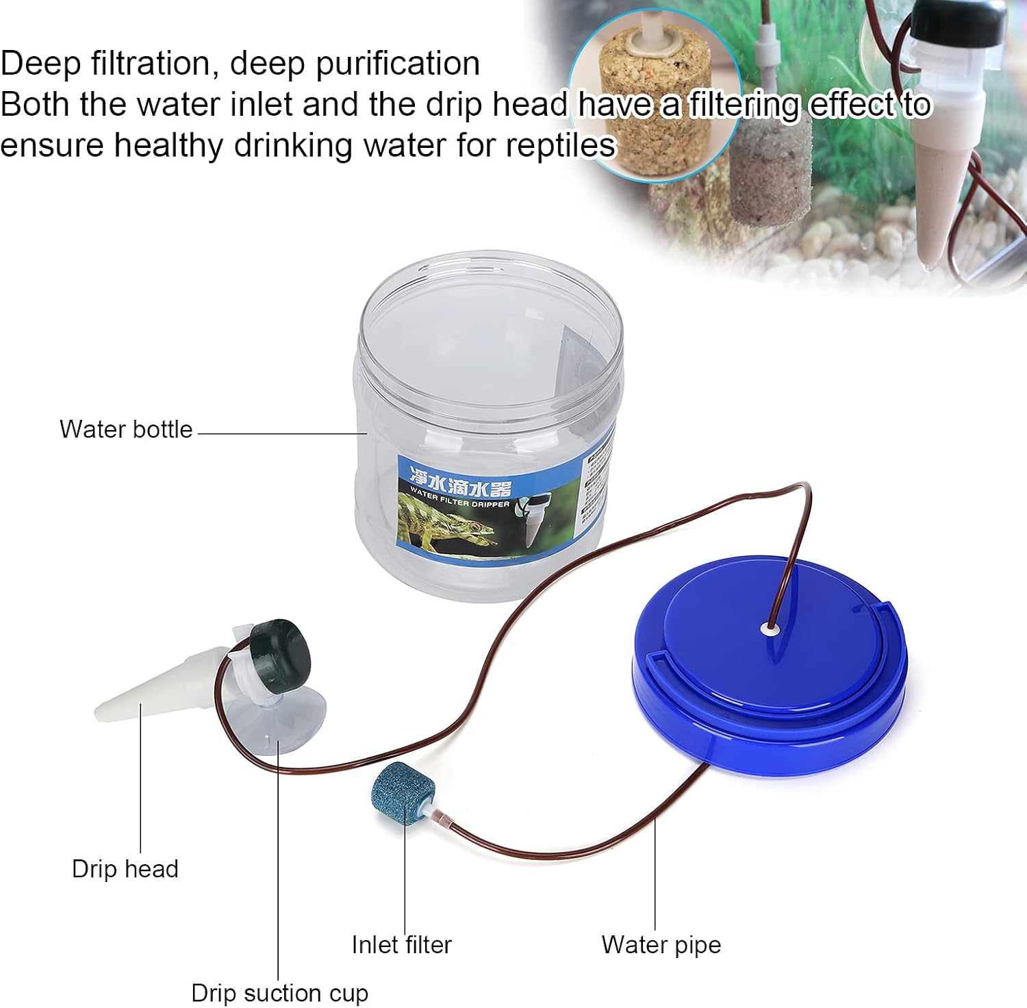 Reptile Drinking Feeder, Reptile Water Dripper Kit, Plants Irrigation Devices Reptile Humidifier Watering Tool, Water Flow Control and Reptile Humidity Control for Pet Reptile-2