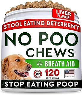 STRELLALAB No Poo Treats for Dogs - Coprophagia Stool Eating Deterrent - No Poop Eating for Dogs - Digestive Enzymes - Gut Health & Immune Support - Stop Eating Poop - Chicken Liver Flavor 120 Chews