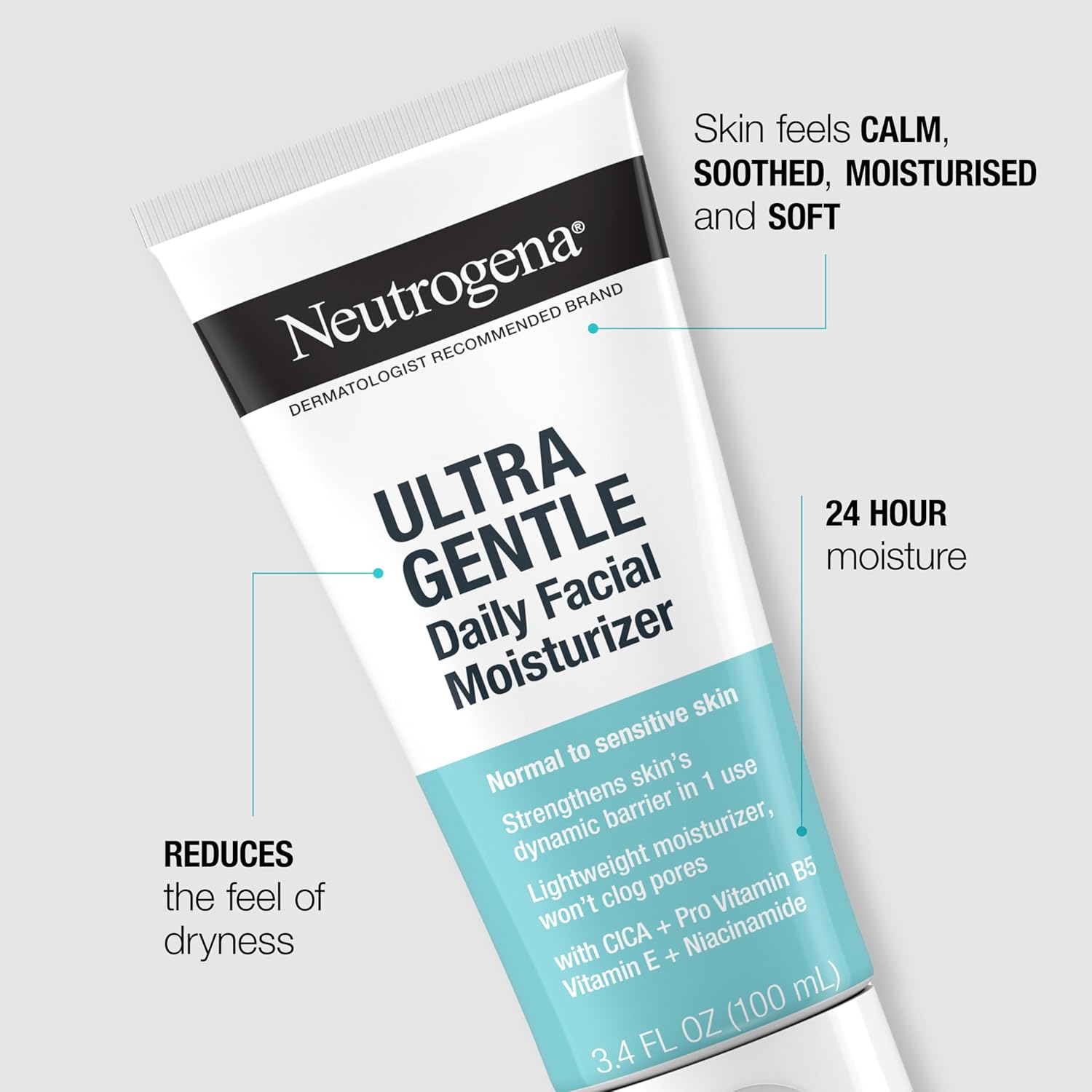 Neutrogena Fragrance Free Daily Facial Moisturizer, Face Moisturizer for Sensitive & Dry Skin with Vitamin B3, Pro-Vitamin B5 & Vitamin E, Supports Skin's Dynamic Barrier, 3.4 fl. oz-4