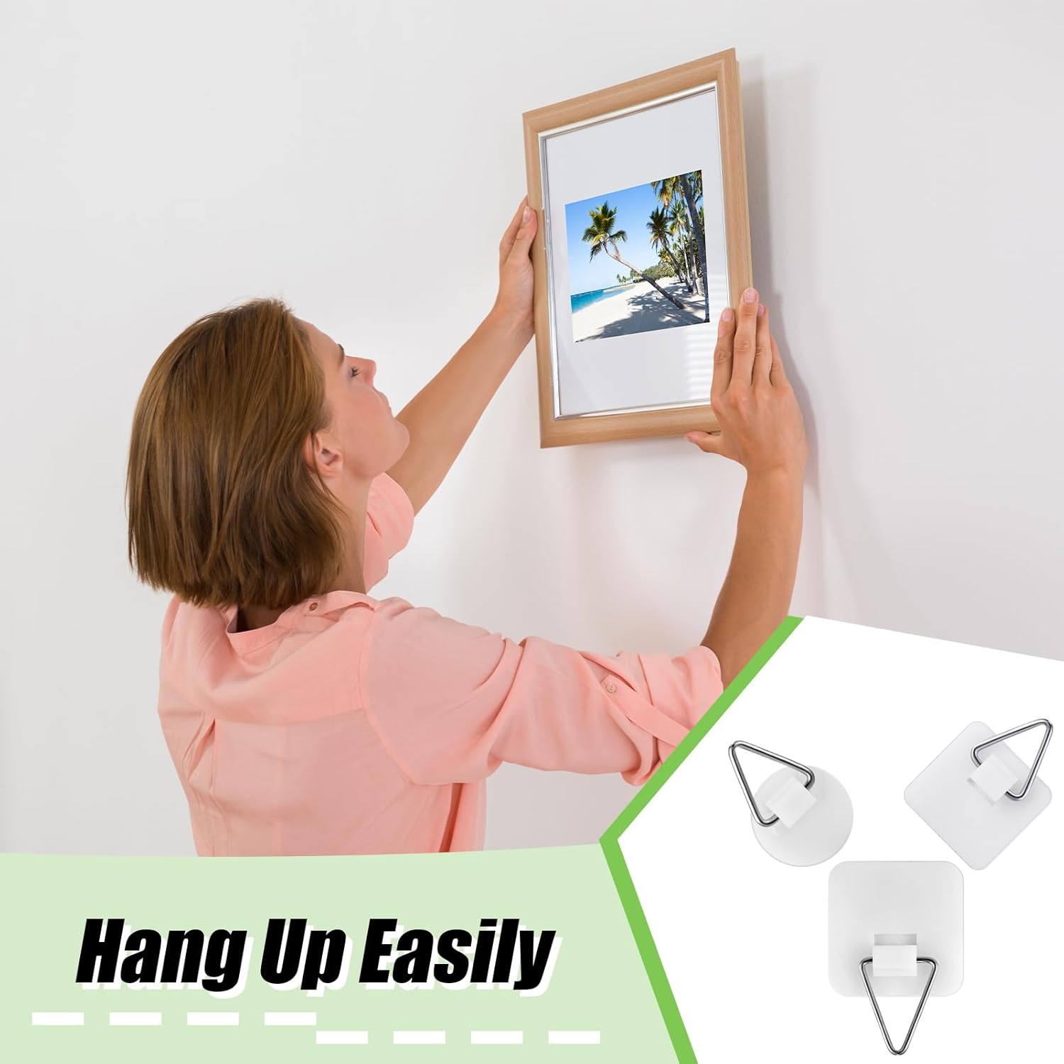 Wenqik 45 Pcs Adhesive Picture Hanger Foamboard Picture Hanging Hooks Without Nails Plastic Picture Hangers Sticky Hangers for Home Wall Art Picture Photo Frame Bathroom Closet Kitchen (Round,Square)-4