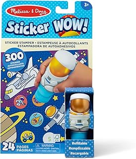 Melissa & Doug Sticker WOW!™ 24-Page Activity Pad and Sticker Stamper, 300 Stickers, Arts and Crafts Fidget Toy Collectible Character – Astronaut - FSC Certified