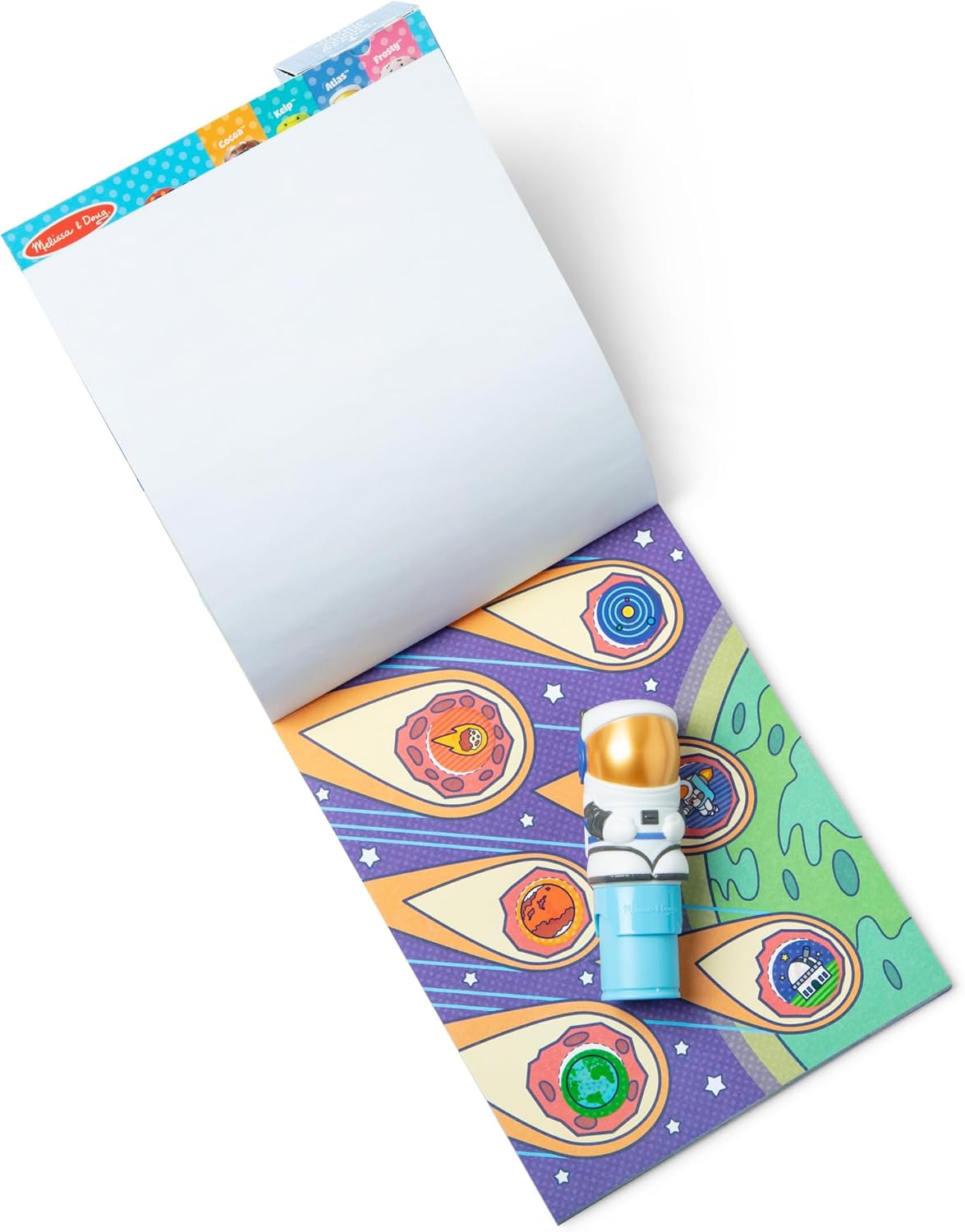 Melissa & Doug Sticker WOW!™ 24-Page Activity Pad and Sticker Stamper, 300 Stickers, Arts and Crafts Fidget Toy Collectible Character – Astronaut - FSC Certified-3