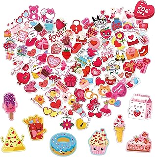 OHOME 204 PCS Valentines Day Stickers - Valentines Cards with Valentines Stickers for Kids - Valentines Day Gifts for Kids - Kids Valentines Day Gifts for School - Valentines for Kids Classroom