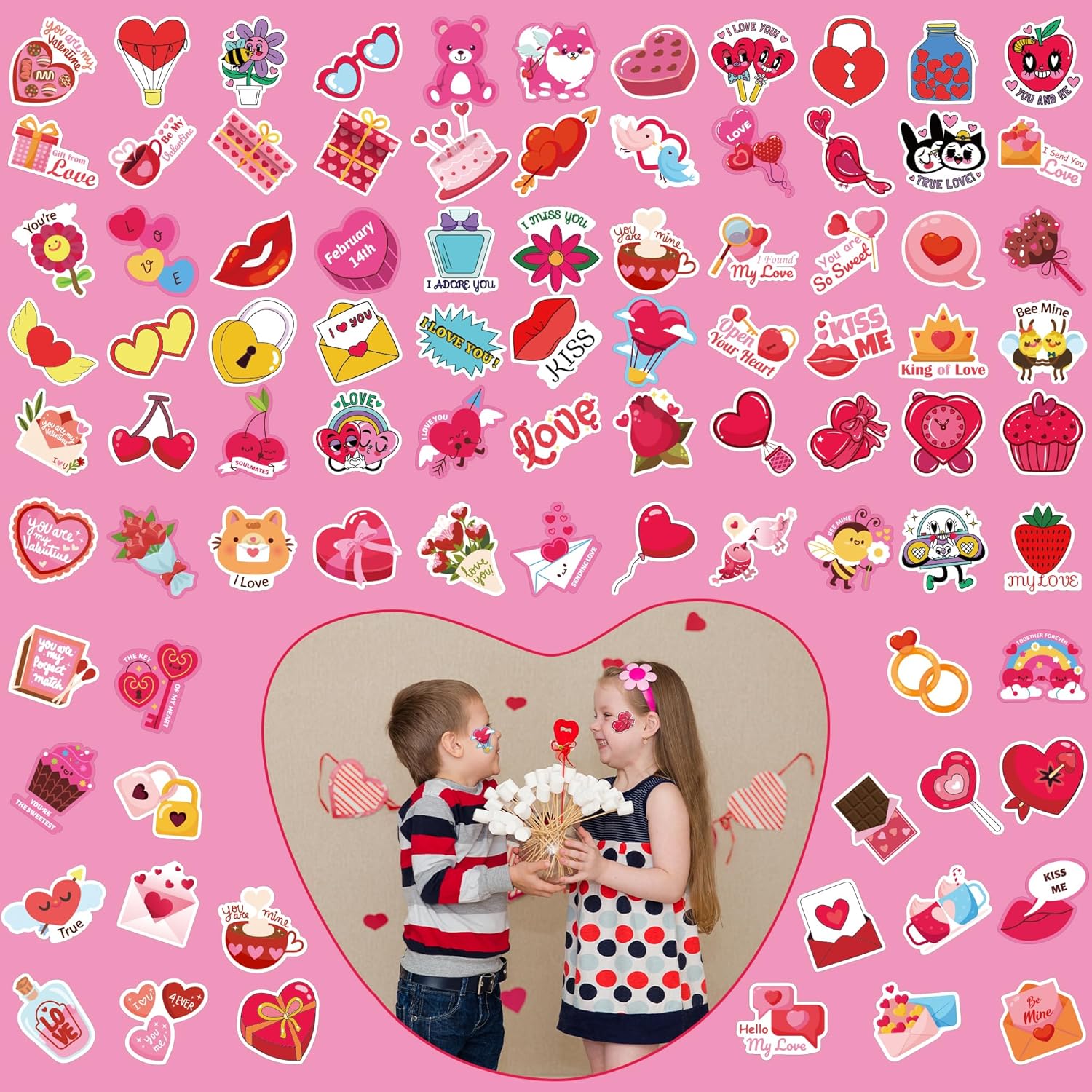 OHOME 180 PCS Valentines Day Stickers - Valentines Coloring Tablecloth with Valentines Stickers for Kids - Valentines Day Gifts for Kids - Kids Valentines Day Gifts for School Classroom-6