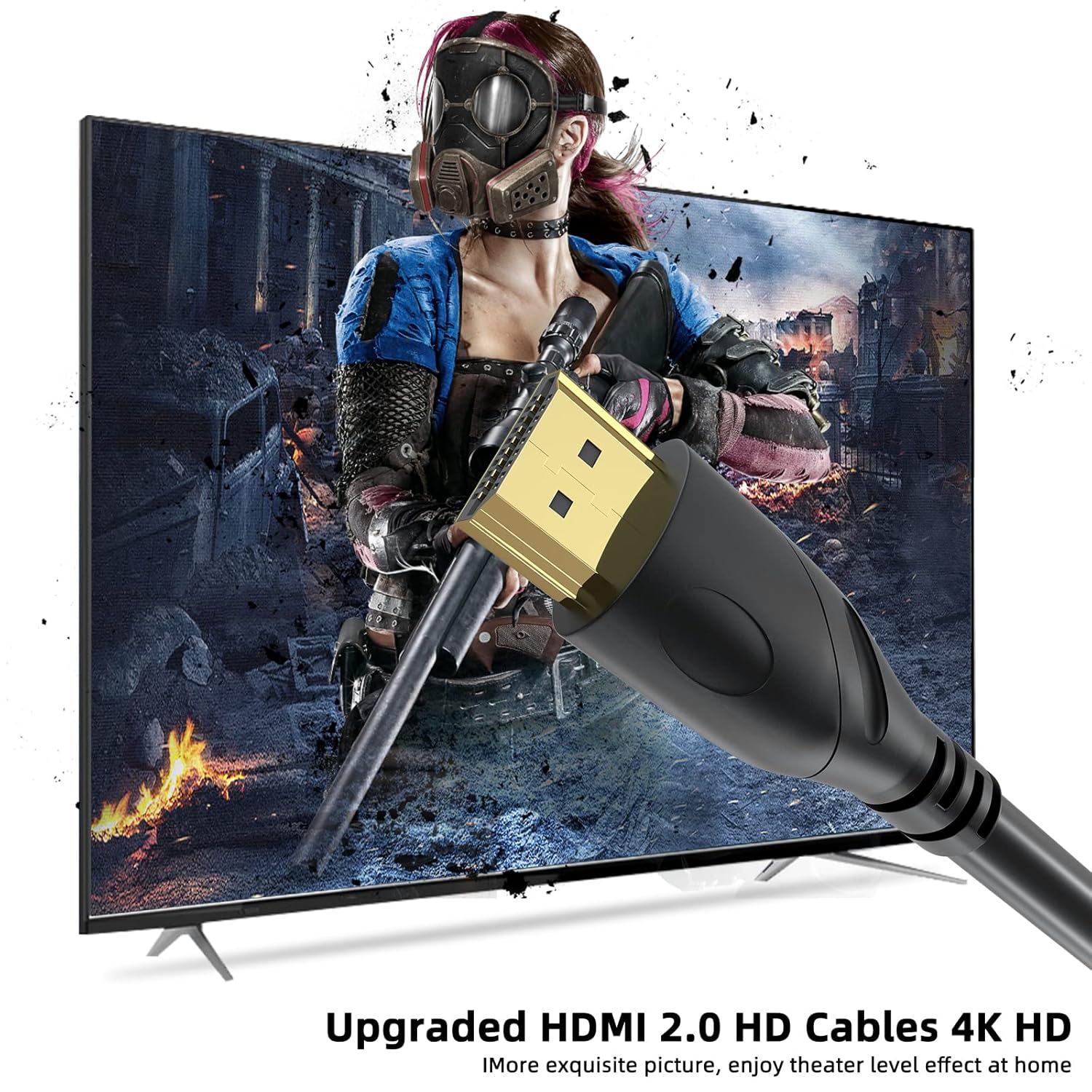 4K HDMI Cable 50ft Ultra High Speed HDMI 2.0 Cables 18gbps Gold Plated Connector Ethernet Audio Return Video 4K 60Hz/2K 30Hz FullHD1080p 3D for Xbox Arc Laptop PS3 PS4 PS9 PC HDTV etc-5