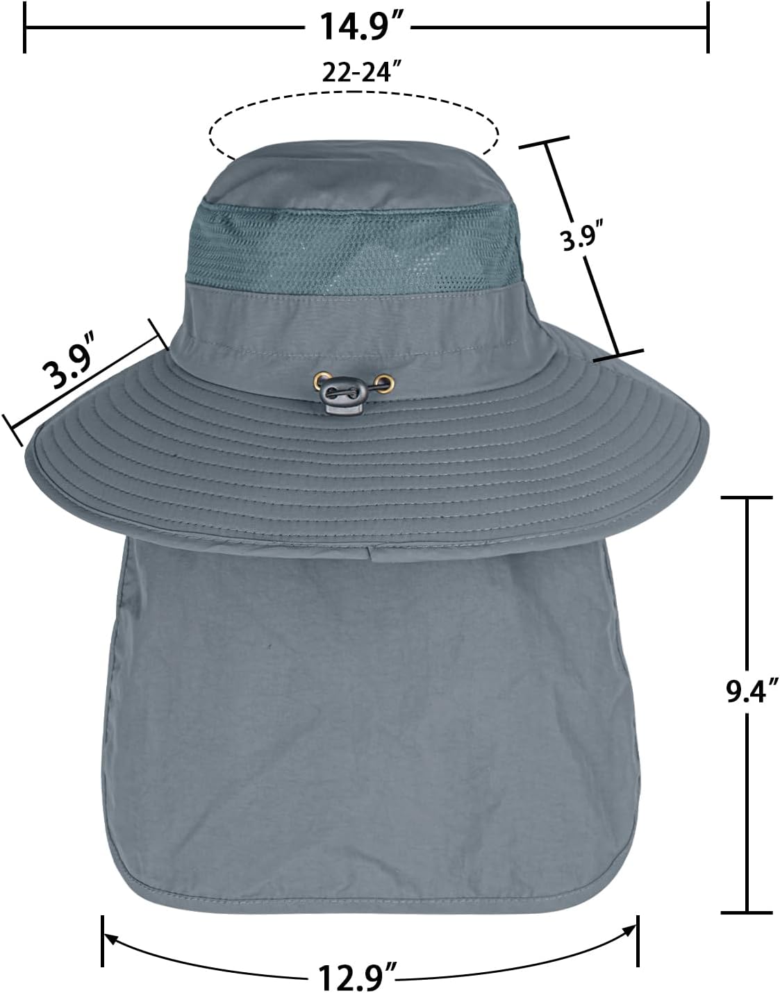 Sun Hats for Men Women Fishing Hat UPF 50+ Breathable Wide Brim Bucket Hats Summer UV Protection Safari Hat with Neck Flap-6