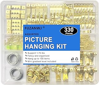 330pcs Picture Hangers, Picture Hanging Kit, Picture Hanging Hooks Holds 10-75lbs,with Hanging Wire, Ring Hooks, D Rings, Sawtooth Hangers for Picture Frame, Canvas, Mirror Hanging Decoration