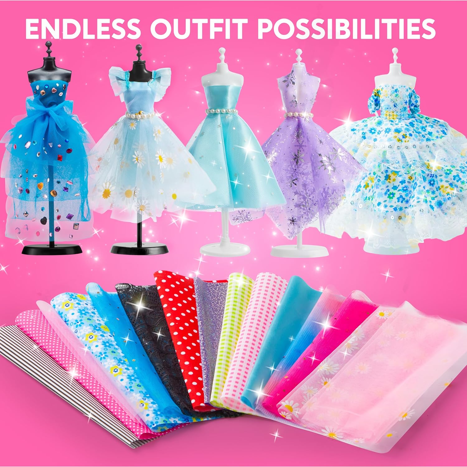 Klever Kits 400+PCS Fashion Design Crafts for Kids Art and Crafts Toy DIY Sewing Crafts with 3 Mannequins for Girls Aged 8-12, Birthday Christmas Presents-5