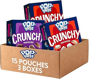 Pop-Tarts Crunchy Poppers Crunchy Filled Snack Pieces, Kids Snacks, On-the-Go Snacks, Variety Pack (3 Boxes, 15 Pouches)