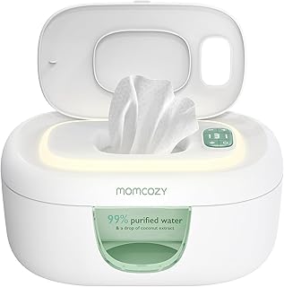 Momcozy Baby Wipe Warmer, Innovative Spring Design, Large Capacity Wipes Dispenser, Fast and Even Heating, 4 Modes of Temperature Heating Control, Diaper Wipe Warmer with Night Light