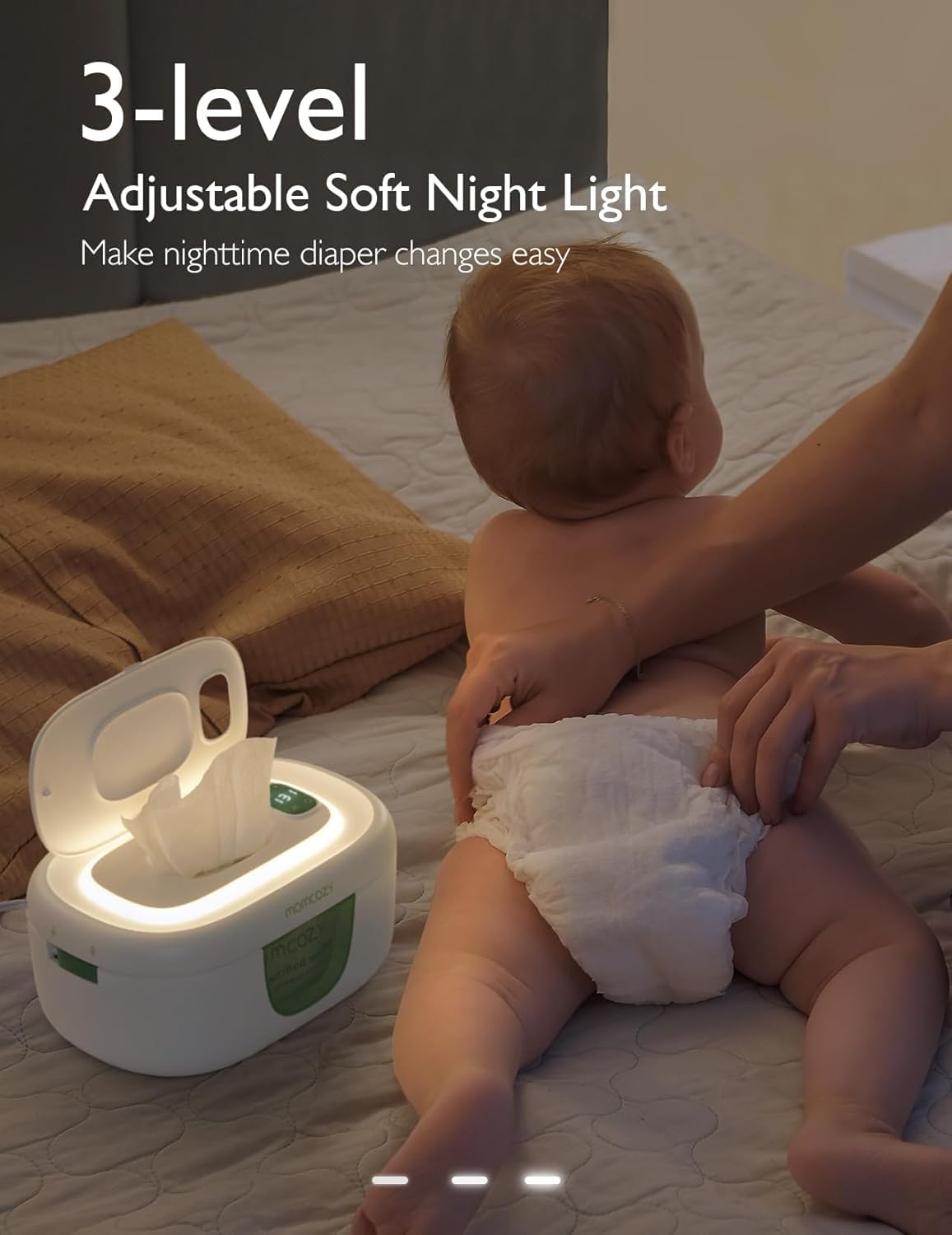 Momcozy Baby Wipe Warmer, Innovative Spring Design, Large Capacity Wipes Dispenser, Fast and Even Heating, 4 Modes of Temperature Heating Control, Diaper Wipe Warmer with Night Light-3