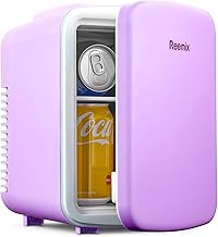 Mini Fridge, 3.7 Liter/6 Can Portable Cooler and Warmer Personal Refrigerator for Skin Care, Cosmetics, Beverage, Food,Great for Bedroom, Office, Car, Freon-Free (Purple)