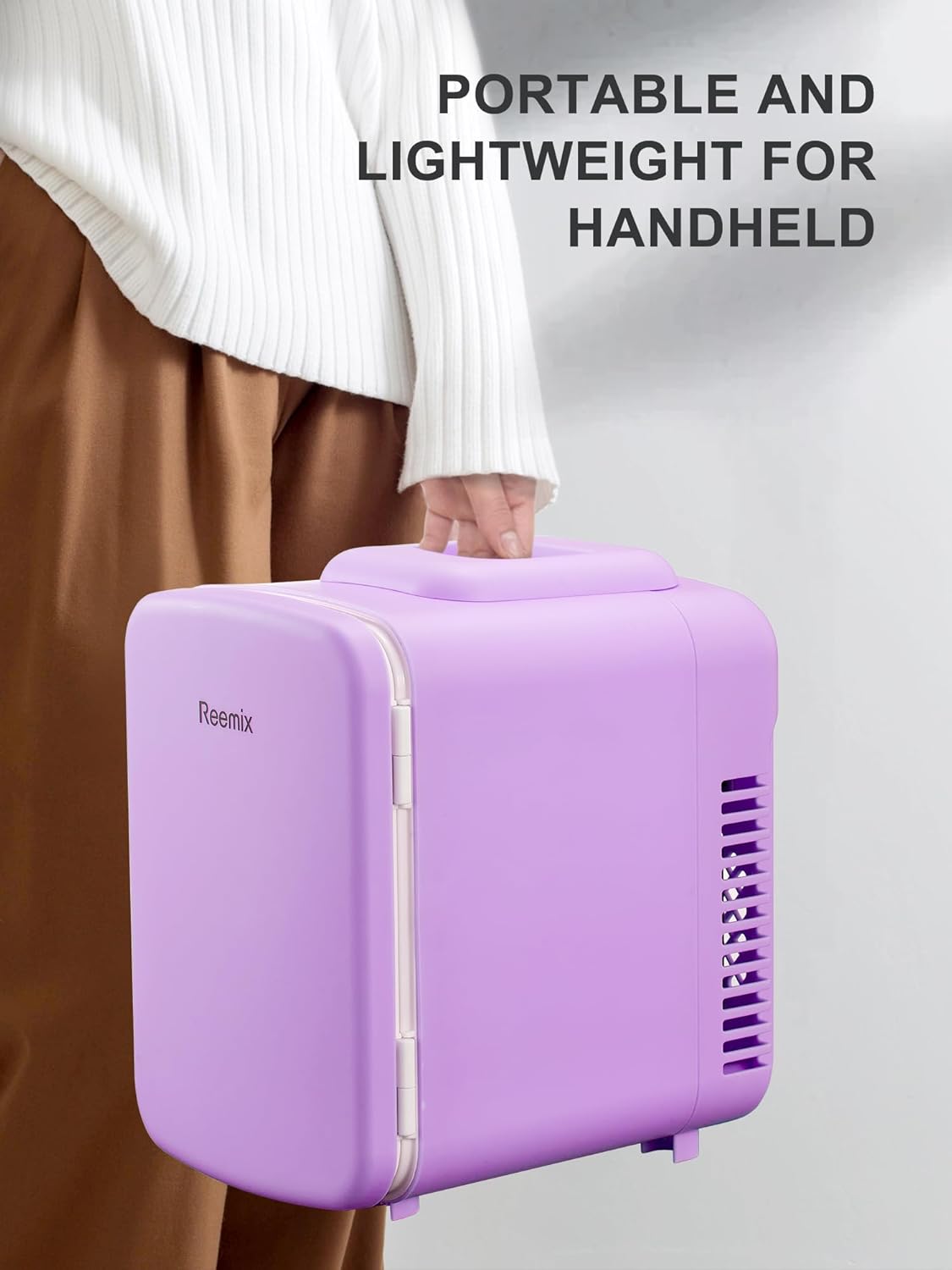 Mini Fridge, 3.7 Liter/6 Can Portable Cooler and Warmer Personal Refrigerator for Skin Care, Cosmetics, Beverage, Food,Great for Bedroom, Office, Car, Freon-Free (Purple)-6