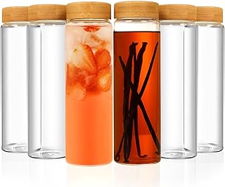 6 Pack 18 oz Empty Glass Bottles with Airtight Lid, Reusable Glass Juice Bottles with Lid, Kombucha Jars, Glass Food Storage Canister Set for Kitchen