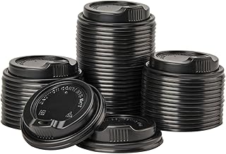 RACETOP [100 Count] Disposable Coffee Cups Lids for 12, 16, 20 oz, Paper Hot Coffee Cups Lids, To Go Coffee Cups Lids, Black Dome Plastic Lids