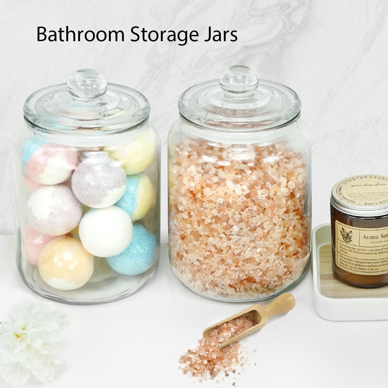 1/2 Gallon Glass Storage Jars for Laundry Room Organization, 2 Pack Apothecary Jars with Lids, Flour Sugar Storage Containers for Kitchen-4