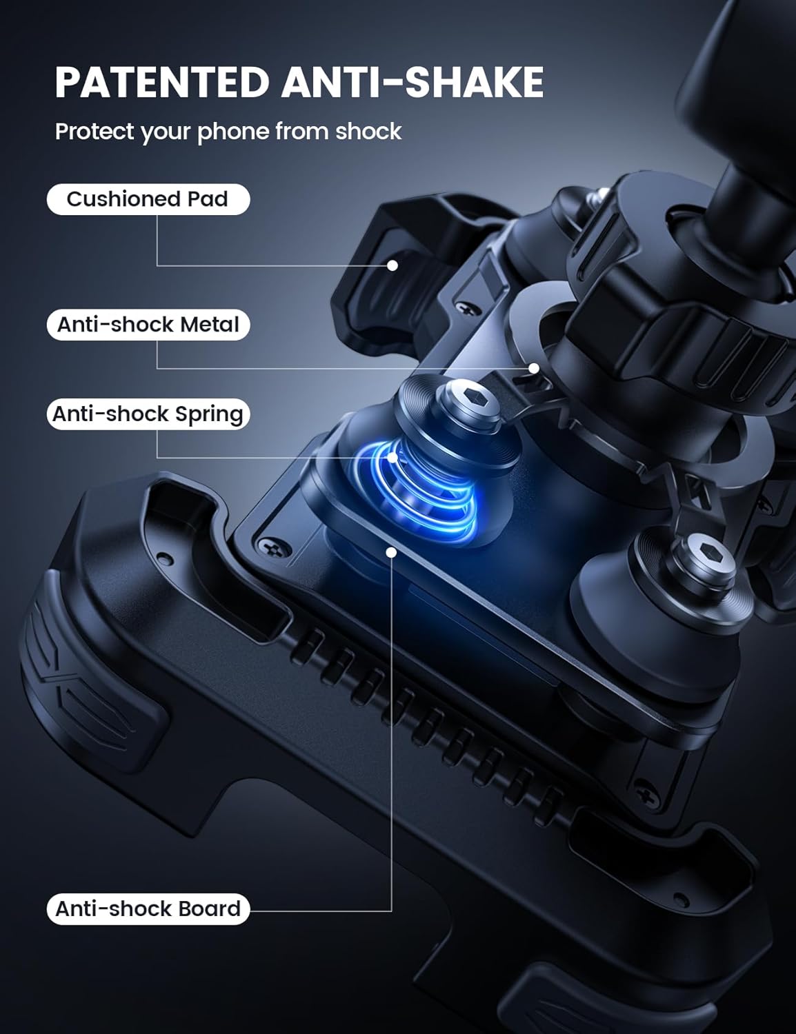 Lamicall Motorcycle Phone Mount Holder - [Dual Vibration Dampener] [Anti Shake] Motorcycle Cell Phone Holder, Upgrade Bike Phone Mount, Fit iPhone 15/14/ 13 Pro Max, More 4.7-6.7" Phones, Black-2