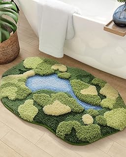 DEXI Moss Bath Mat, Ultra Thick Soft Green Bathroom Rug, Water Absorbent Non Slip Microfiber Bath Rugs for Bathroom Floor, Shower, Sink, Bedroom, 20"x32", Moss Green