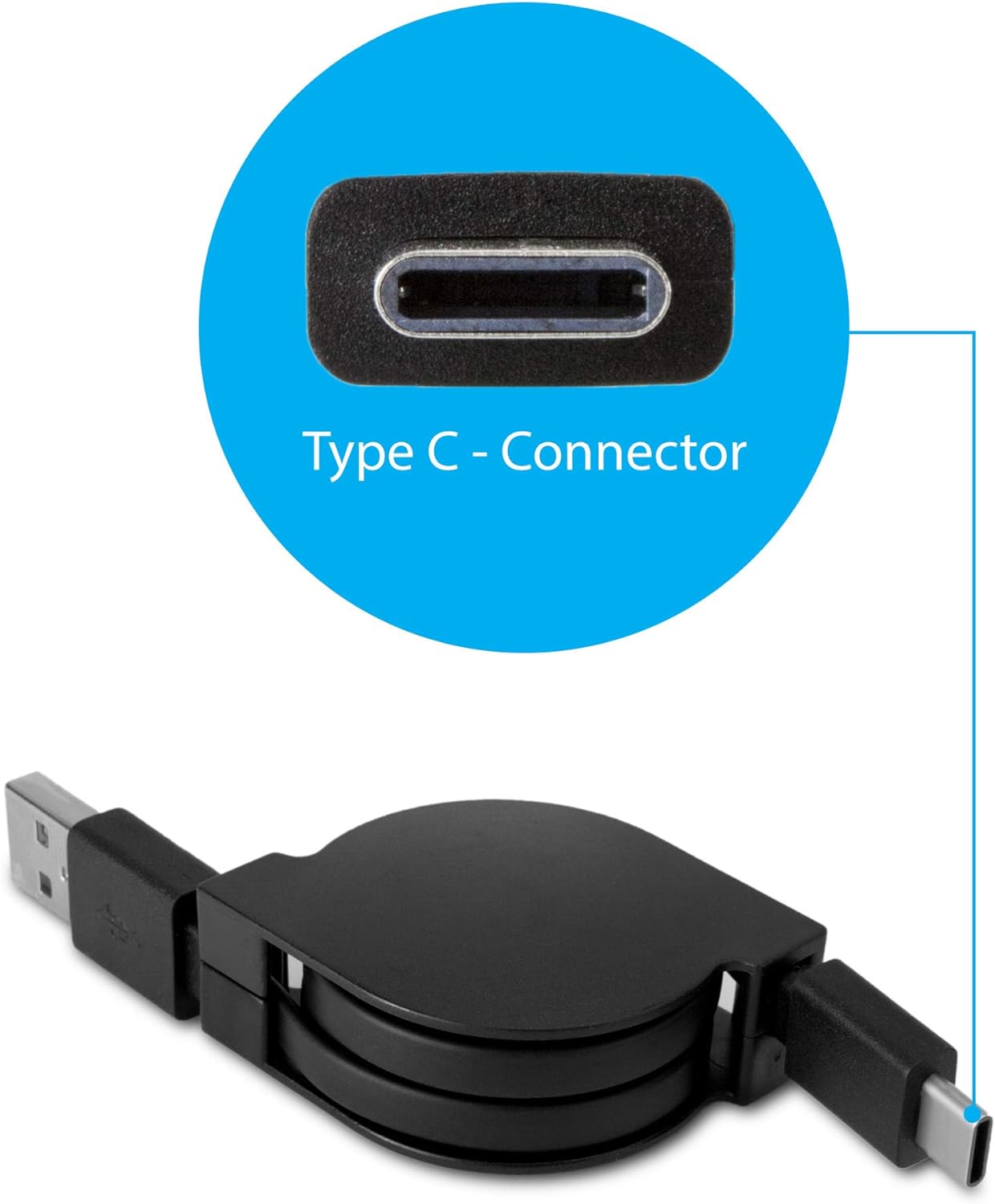 BoxWave Cable Compatible with Saneen Digital Camera 4K 64MP - miniSync - USB-A to USB Type-C, Retractable Cable - USB-A to USB Type-C-1