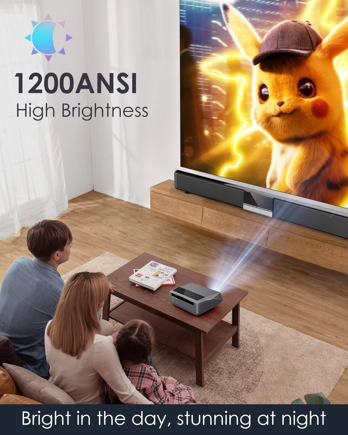 Auto Focus Projector 4K Daylight,1200ANSI High Lumen Native 1080P Gaming Projector WIFI6 HDR,Ultra HD Smart Android 2+32G Home Theater Video Proyector Bluetooth Auto Keystone Apps HDMI,NFC Casting-2