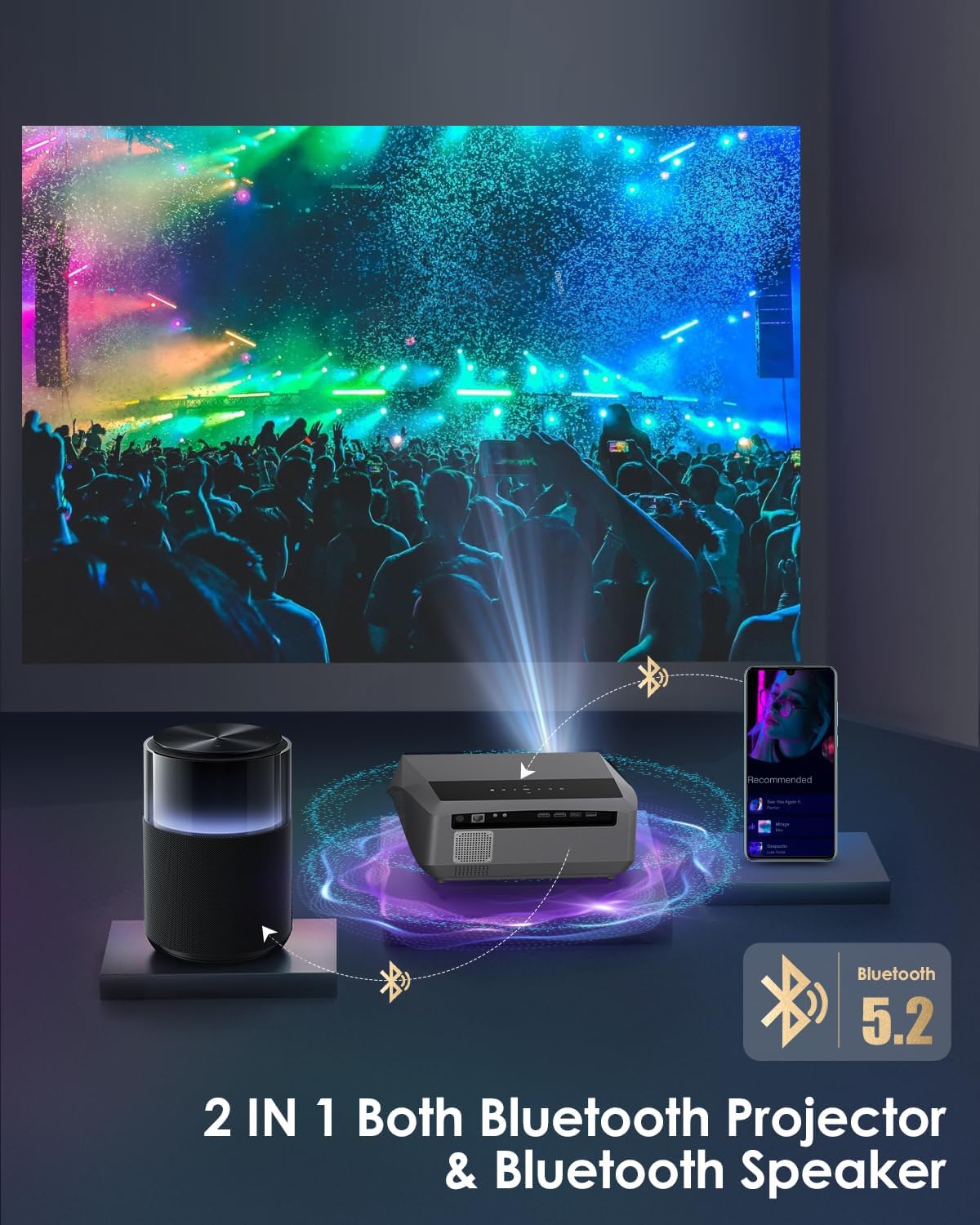 Auto Focus Projector 4K Daylight,1200ANSI High Lumen Native 1080P Gaming Projector WIFI6 HDR,Ultra HD Smart Android 2+32G Home Theater Video Proyector Bluetooth Auto Keystone Apps HDMI,NFC Casting-8