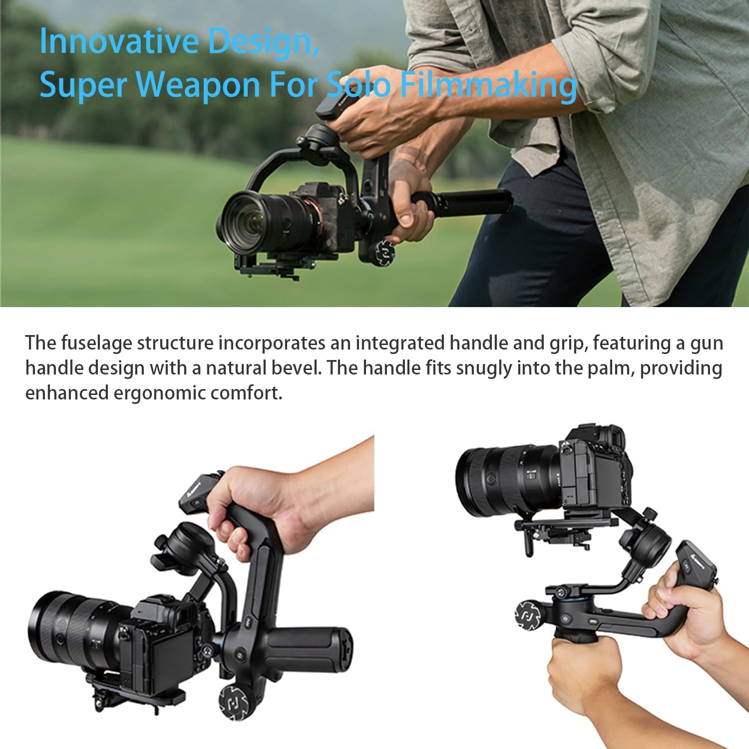 FeiyuTech SCORP 2 Gimbal Stabilizer for DSLR and Mirrorless Camera, Integrated Al Tracking Sensor, 3-Axis Camera Stabilizer for Sony Canon Panasonic Nikon, 2.5kg Payload Touch Screen Vertical Shooting-2