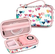 Fintie Kids Camera Case Compatible with ESOXOFFORE, MINIBEAR, Dylanto, WEEFUN and More Instant Camera for Kids Digital Video Cameras, Hard Carrying Bag with Inner Pocket, Raining Hearts