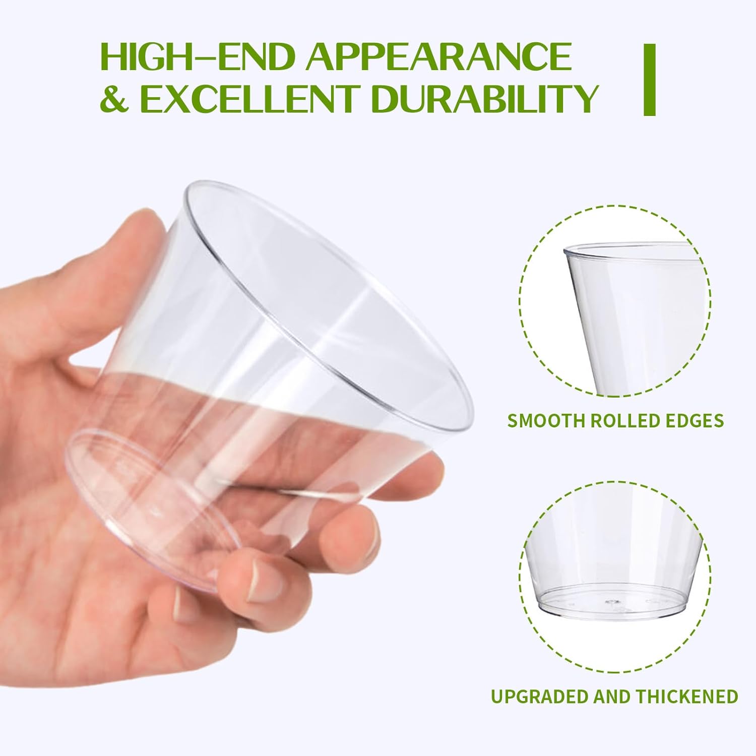 RACETOP 9 oz Clear Disposable Plastic Cups [100 Pack], Clear Plastic Cups Tumblers, Heavy-duty Party Glasses, Disposable Cups-4