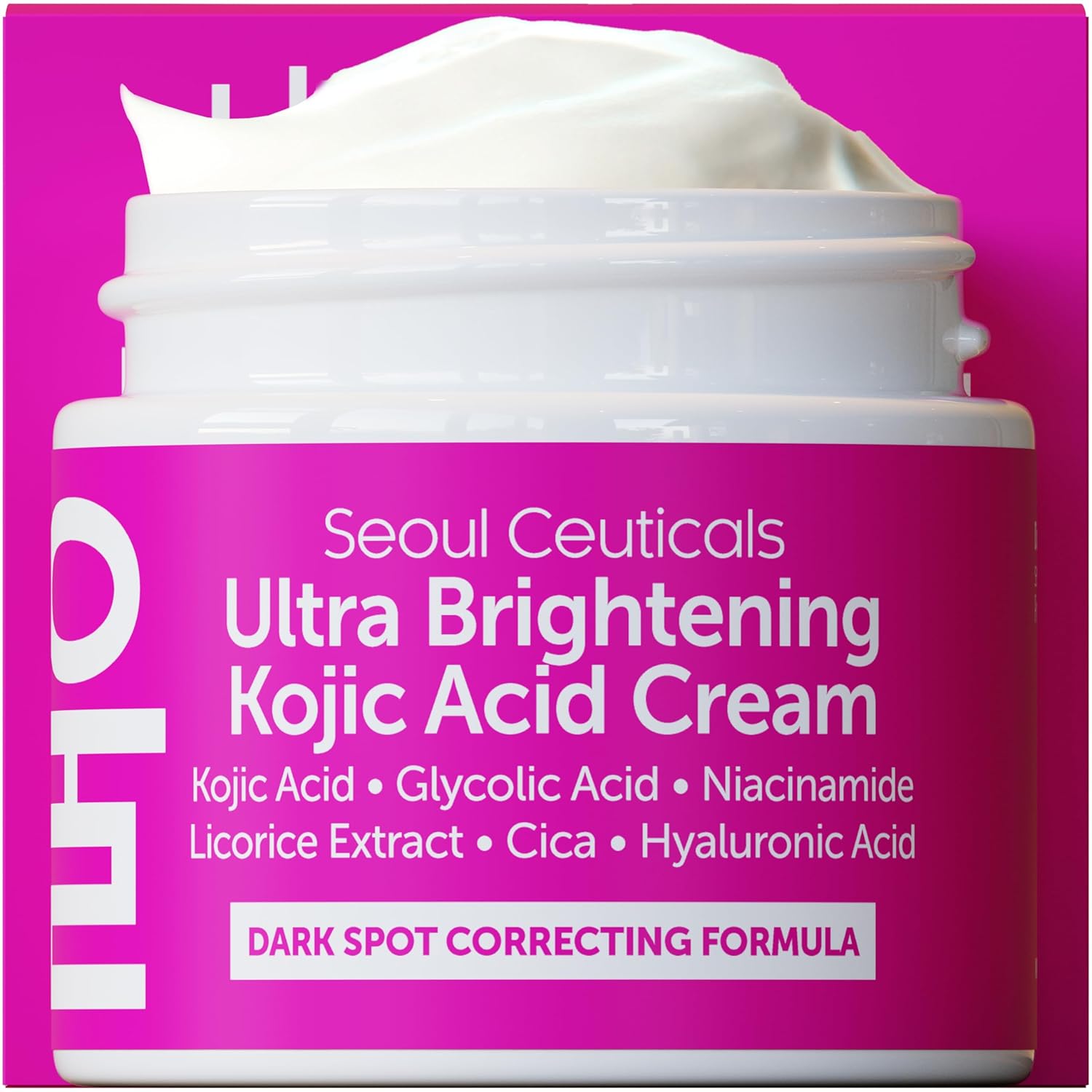 SeoulCeuticals Korean Kojic Acid Cream Dark Spot Remover + Glycolic Acid + Niacinamide + Cica + HA Moisturizer - Cruelty Free K Beauty Skincare 2oz-0