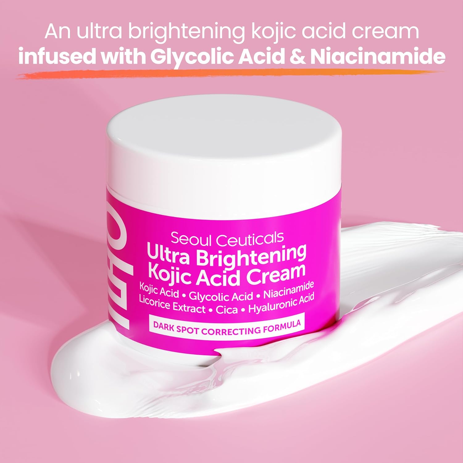 SeoulCeuticals Korean Kojic Acid Cream Dark Spot Remover + Glycolic Acid + Niacinamide + Cica + HA Moisturizer - Cruelty Free K Beauty Skincare 2oz-7