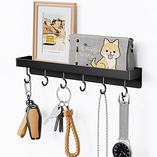 niffgaff Black Key Holder for Wall, Self Adhesive Key Rack, Key Hooks for Wall Decorative, New Type Key Hangers for Wall Decor, Stainless Key Hooks Mail Holder