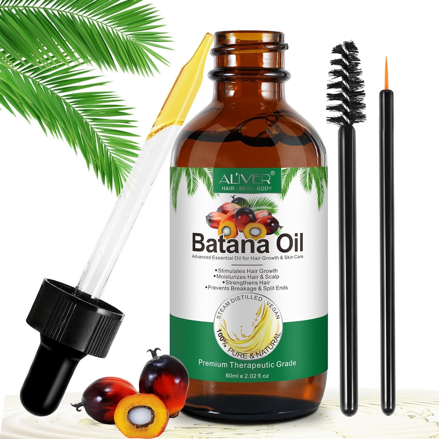 Batana Oil for Hair Growth, Pure Organic Natural and Cold Pressed Hair Oil for Hydrating & Repairing Dry, Damaged Hair Skin Care, Face, Body-0