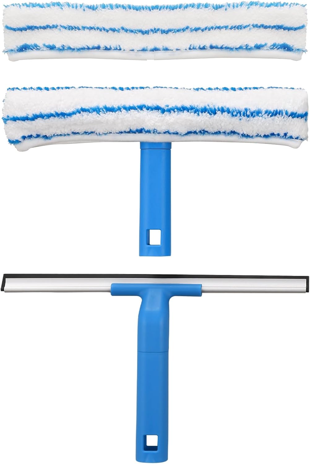 Window Cleaning Combo(12IN), Silicon Window Squeegee + Microfiber Glass Wiper, Professional Window Cleaner for Bathroom, Shower, Car, Glass-0