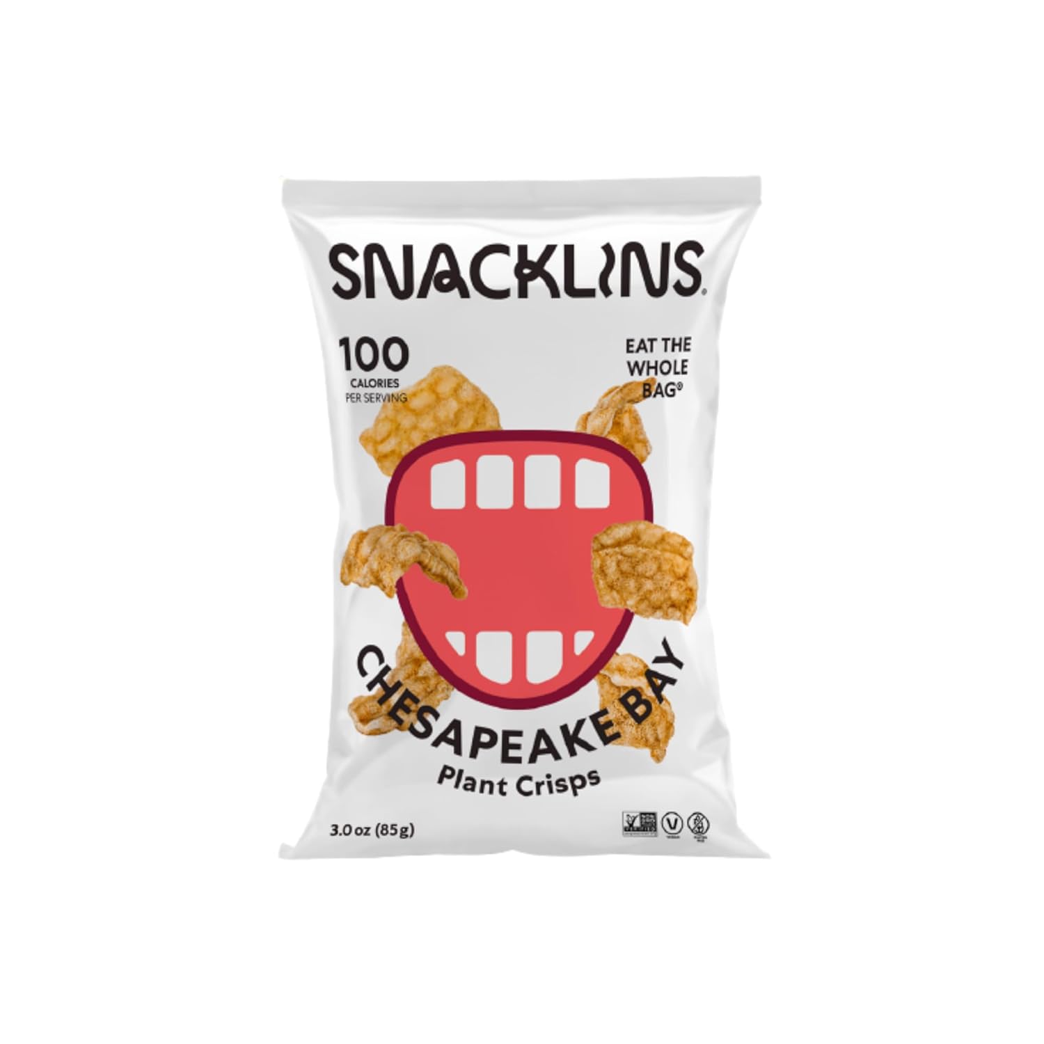 SNACKLINS Plant Based Crisps Vegan Healthy Snacks - Gluten Free, Grain Free, Plant Based Crisps, 100% Kosher, Low Calorie and No Added Sugar, Crunchy, Puffed Snack - Chesapeake Bay, 3oz, Pack of 12-1