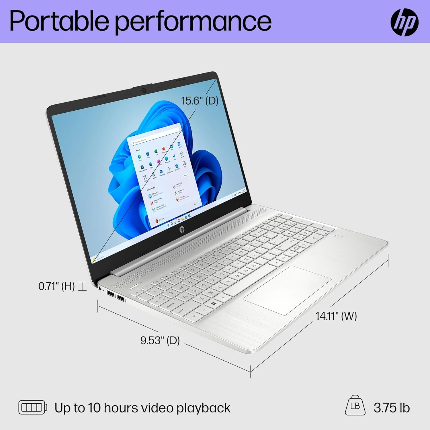 HP 2023 Laptop | 15-DY500 | 15.6" 1920 x 1080 LED-Backlit | Intel Core i3-1215U 6-Core | 8GB DDR4 | 512GB SSD | Windows 10 Home | Wi-Fi 5 - Bluetooth 4.2 - Fingerprint - 720p Camera - Natural Silver-2